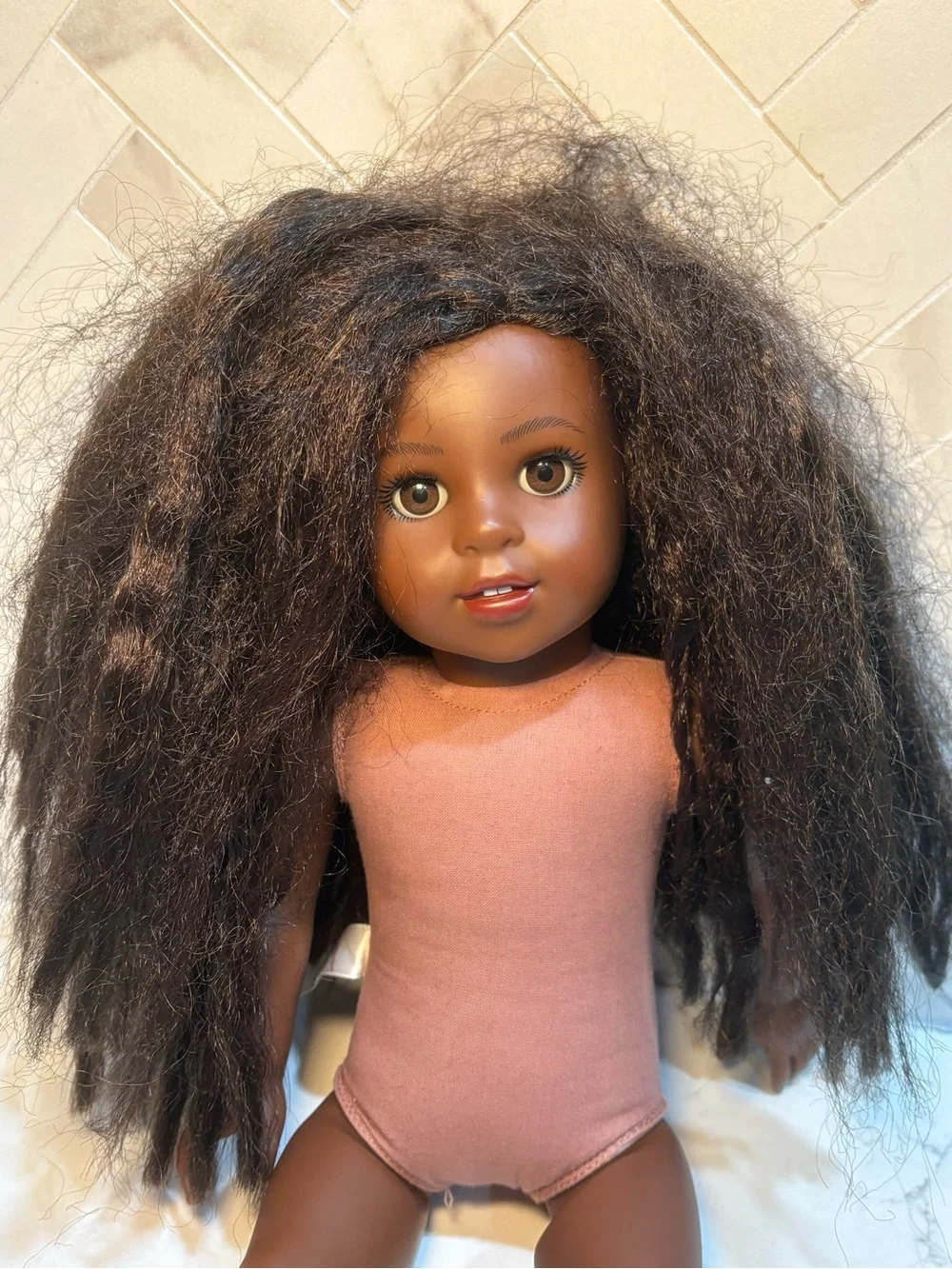 American Girl Doll  18” World by Us Makena Williams w/Original Black Jacket